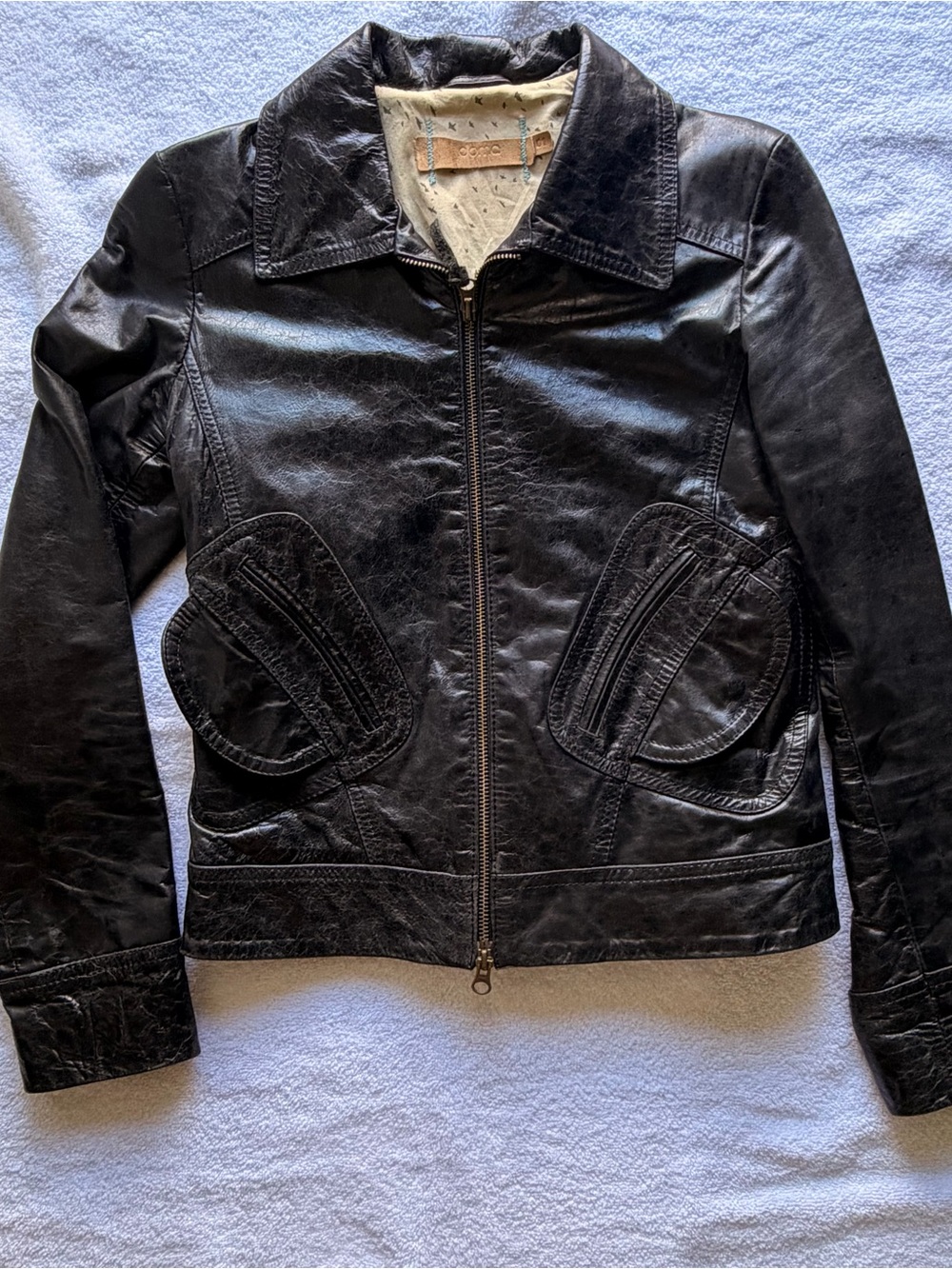 Doma Black Leather Zip-Up Women's Jacket